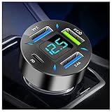 Car Charger 66W Super Fast Charging with USB PD&QC 3.0(Voltmeter&LED Lights) Universal Quick Charge for 12-24V Car Cigarette Lighter Plug,Compatible with iPhone 14 13 12,S22 S21 S20,iPad(Black)