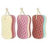 KECUCO 3 Pcs Bath Sponge for Women, Men, Kids, Sponge Loofah Body Scrubber Shower Sponge for Body Wash Bathroom, 3 Colors & Large Size Bathing Sponge Bathing Accessories(Large Size)