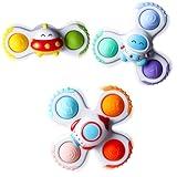 ALASOU 3PCS Pop Suction Cup Spinner Toys for 1 Year Old Boy Girl|Novelty Spinning Tops Toddler Toys Age 1-2|Sensory Baby Bath Toys for Toddlers 1-3|12 18 Months Boy Birthday Gift for Infant