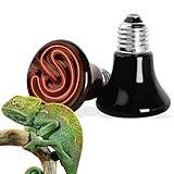 50w Reptile Heat Lamp Bulb 2 Pack, Pet Infrared 50 Watt Ceramic Heat Emitter for Brooder Coop, Lizard, Lambs, Snake, No Light, Black