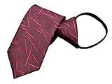 Kihatwin Mens Zip Tie Dark Burgundy Red Graceful Needle line Pattern Necktie Young Series