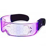 NIUCOO LED Visor Glasses Light Up: [7 Colors 4 Modes] Cyberpunk Futuristic Luminous Cosplay Glasses Rave Cyber Lightup Goggles (Honeycomb)