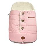 JJ Cole Bundle Me Winter Baby Car Seat Cover and Bunting Bag - Urban - Sherpa Lined Weather Resistant Baby Carrier and Stroller Cover - Stroller Accessories and Winter Baby Essentials - Blush Pink