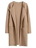 ANRABESS Women's Open Front Knit Lightweight Cardigan Casual Long Coatigan Sweater Lady Jacket Coat 2024 Fall Outerwear Khaki X-Large