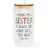 Sisters Gifts from Sister, Brother - Gifts for Sister - Sister Birthday Gift Ideas, Birthday Gifts for Sister - Mothers Day Gifts for Sister, Sister Christmas Gifts - Big Sister Gift - 16 Oz Can Glass