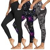 3 Packs Leggings with Pockets for Women, Soft High Waisted Tummy Control Workout Yoga Pants