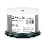 Verbatim BD-R 25GB 16X Blu-ray Recordable Media Disc DataLifePlus White Inkjet Hub Printable - 50pk Spindle - 97339