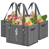 Green Bulldog Reusable Grocery Bags - Heavy Duty Reusable Shopping Bags W/Long Handles, Foldable & Collapsible, Holds Up to 65 lbs - Tote Bags for Kitchen, 3 Pack