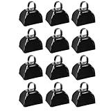 12 PCS Metal Cowbell with Handle, FOVERN1 Black Cowbell Bulk 3 Inch, Mini Bells, Noise Makers for Football Games, Sporting Events, New Year’s Eve, Celebrating and More