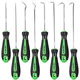 FTIHTRY 8PCS Pick and Hook Set, Precision Automotive Hook Set, Car Auto Oil Seal/O-Ring Seal Gasket Mini Precision Hooks Puller Remover (Green)