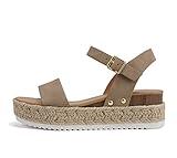 Soda CLIP ~ Women Open Toe Ankle Strap Platform Espadrille Sandal (Dark Natural Nubuck, us_footwear_size_system, adult, women, numeric, medium, 8)