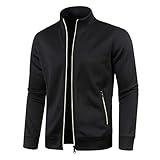 AITEQY Mens Lightweight Track Jackets Casual Full Zip Mock Neck Workout Athletic Sweatshirts Sports Fitness Jacket Outwear Black