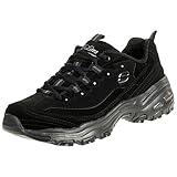 Skechers Women's D'Lites-Play on Fashion Sneaker, Black/Black, 8