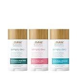 Raw Sugar Aluminum Free Deodorant Stick, Simply Deo Variety Bundle (Pack of 3) Whole Body Deodorant for Women & Men, Clean Formulated without Baking Soda, Talc & Parabens, Variety Pack