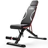 FLYBIRD Adjustable Weight Bench with Headrest, Foldable Workout Bench for Home Gym, Fit Users up to 6'5'', 750LBS Weight Capacity Exercise Bench -FBHR24