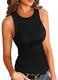 SANDERY Summer Sleeveless Tank Tops Cami Basic Top for Women Shirt Ribbed Racerback Blouses Black M