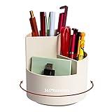 EDENMS Desk Pencil Pen Holder, 3 Slots 360-Degree Spinning Pencil Pen Desk Organizers, Desktop Storage Pen Organizers Stationery Supplies, Cute Pencil Cup Pot for Office, Art Supply - White