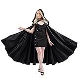 Hooded Robe Cloak Cape Cosplay Costume Adult,Hooded Cloak Medieval Vampire Costume for Women Adult Halloween Cape,Women's Hooded Cape Bridal Cloak Poncho Full Length for Dress Up(Black,XL)