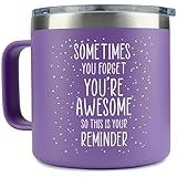 KLUBI Birthday Gifts for Women Who Have Everything - Sometimes You Forget You Are Awesome Gifts For Women Mothers Day Gifts for Mom From Daughter Purple Mug Gifts Baskets for Women Fun Teacher Gifts