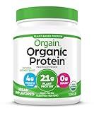 Orgain Organic Vegan Protein Powder, Natural Unsweetened - 21g of Plant Protein, 4g Prebiotic Fiber, Low Net Carbs, No Lactose Ingredients, No Added Sugar, Non-GMO, For Shakes & Smoothies, 1.59 lb