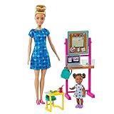 Barbie Teacher Doll (Blonde), Toddler Doll (Brunette), Flip Board, Laptop, Backpack, Toddler Desk, Pet Turtle, For Ages 3 Years Old & Up