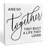 Romantic Bedroom Wooden Box Sign, They Built A Life They Loved, Home Master Bedroom Decor, Motivational Home Desk Farmhouse Decorations, Wedding Marriage Valentine's Day Gifts Him Her