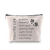 PXTIDY Theatre Life makeup Bag Drama Theater Gifts Comedy Tragedy Mask Theatre Drama Bag Drama Actor Actress Gifts Pouch(beige)