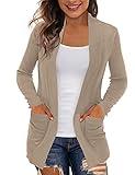 REDHOTYPE Womens Cardigans with Pockets Casual Long Sleeve Open Front Cardigan for Women, Camel Heather, L