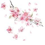 Cherry Blossom Vinyl Car Sticker, Scratch Cover Pink Flower Bumper Decal for Automotive, Motocycle, Home Decor