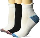 Dr. Scholl's Women's Walking Fitness Double Tab Ankle Socks 3 Pair, white/black, Shoe Size: 4-10