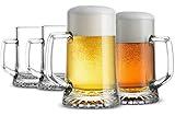 Bormioli Rocco 4-Pack Solid Heavy Large Beer Glasses with Handle - 17.1/4 Ounce Glass Steins, Traditional Beer Mug glasses Set, Perfect Coffee - Tea Glass, Everyday Drinking Glasses, Cocktail Glasses