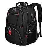 YOREPEK Travel Backpack, Extra Large 50L Laptop Backpacks for Men Women, Water Resistant College Backpacks Airline Approved Business Work Bag with USB Charging Port Fits 17 Inch Computer, Black