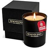 Benevolence LA Clearance Candles | Rose & Sandalwood Scented Candle | 6 oz Black Scented Candle in a Glass Jar | Manly Indulgence Candles | Natural Scented Candles for Men and Women