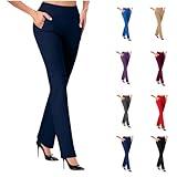 Deals of The Day My Orders,Stretchy Work Pants for Women,Women Business Casual Office Work Pants Premium Stretch Yoga Pants High Waist Work Dress Pant Workout Slacks,Black-A,X-Large