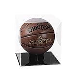 Lymhy Clear Basketball Display Case Acrylic Box Protection Cube Square Display Holder Large Memorabilia Glass Soccer Ball Stand Case Sport Souvenir