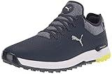 PUMA Golf Men's PROADAPT ALPHACAT Golf Shoe, Peacoat-Puma Silver-Safety Yellow, 9