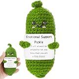 Emotional Support Pickle, Handmade Mini Funny Emotional Support Pickled Cucumber Gift Cute Handwoven Ornaments Emotional Support Crochet Pickled Cucumber Knitting Doll for Christmas Ornament Gift