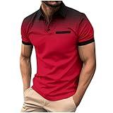 Lightning Deals of Today Mens Shirts Casual Stylish Button Down Short Sleeve Polo Shirt Summer Vacation Shirts Loose Athletic Pullover Tee Big and Tall Shirts for Men 2024 Wine L