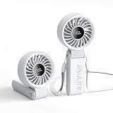 JISULIFE Handheld Fan Life7,2024 Powerful Portable Fan with LED Display,3600mAh,150°Folded,5 Speeds,Lanyard[13Hrs Max Cooling]3-IN-1 Hand/Desk/Neck Fan,Summer Essentials for Travel,Concert,Lash(Grey)