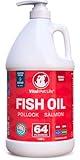 Fish Oil for Dogs - Healthy Skin & Coat, Salmon, Pollock, All Natural Supplement for Pets, Itching Scratching Allergy & Inflammation Defense, Omega 3 EPA DHA, Brain & Heart Health, 64 oz