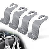 LivTee Car Purse Hook, Headrest Hook for Car, 4 Pack Universal Auto Car Seat Headrest Hook Hangers Organizer for Purse Coat Umbrellas Grocery Bags Handbag, Car Accessories - Carbon Fiber Gray