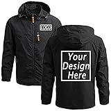 Custom Men's Jacket Add Your Own Logo Design Personalized Lightweight Waterproof Windbreaker Rain Coat Black