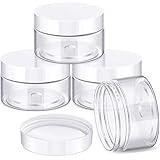 Patelai 4 Pieces Round Clear Wide-mouth Leak Proof Plastic Container Jars with Lids for Travel Storage Makeup Beauty Products Face Creams Oils Salves Ointments DIY Making or Others (White,1 Ounce)