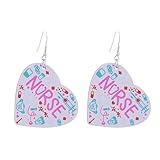 MALOYANVE International Nurse Day Earrings Exquisite Acylic Handmade Lightweight Statement Dabgle Earrings Doctor Nurses Week Appreciation Jewelry Gifts for Women (Heart)