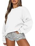 ANRABESS Women's Sweatshirts Hoodies Crewneck Oversized Fleece Pullover Sweaters Cute Top Y2K Teen Girls Preppy Clothes 2024 White Medium