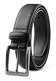 MILORDE Men's Genuine Leather Dress Belt, Handmade, 100% Cow Leather, Fashion & Classic Designs for Work Business and Casual (34(waist32,Crossed Black)