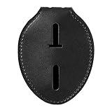 AKITSUMA Police Badge Holder, Made of Cowhide, Universal, Black, Law Enforcement Badge Holder, Metal Clip and Chain Included (Police Badge Holder)