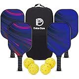 DULCE DOM Pickleball Paddles Set of 4, USAPA Approved Pickleball Paddles Rackets Set, 4 Lightweight Paddles with 4 Pickle Balls and Portable Bag for Beginners Indoor Outdoor Sports