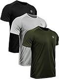 NELEUS Men's 3 Pack Mesh Athletic Running T Shirt,5033,Black,Grey,Olive Green,US L,EU XL