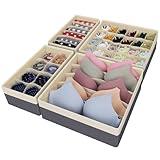 StorMiracle Drawer Organizer Divider, Foldable Closet Storage Organizer Basket, and Fabric Organization Bins for Clothes, Socks, Underwear, Bras, Ties, Accessories, 4 Pcs (Beige & Dark Grey)